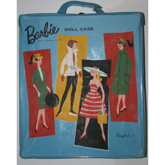 vintage blue barbie case